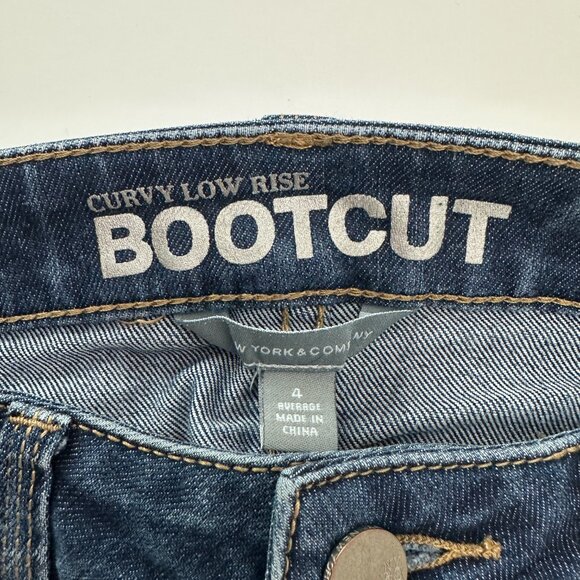 New York & Company Curvy Low Rise Bootcut Women's size 4 Dark Blue Denim jeans - Picture 3 of 5